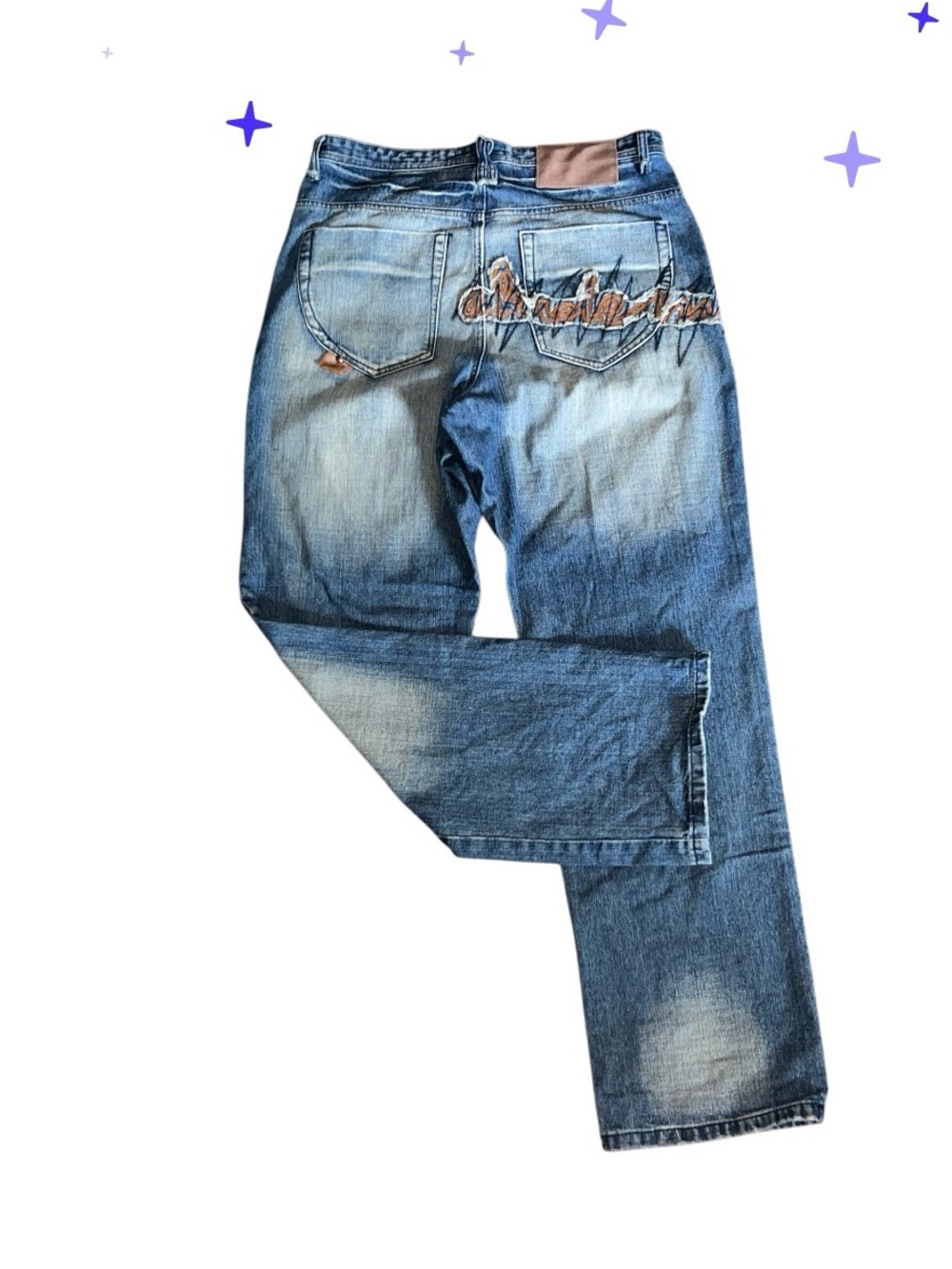 VTG Y2K hip hop Jeanius baggy distressed streetwear mens 36